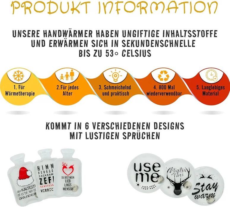 Zestaw 5 ogrzewaczy kieszonkowych do rąk olleeno bezpieczne bez BPA