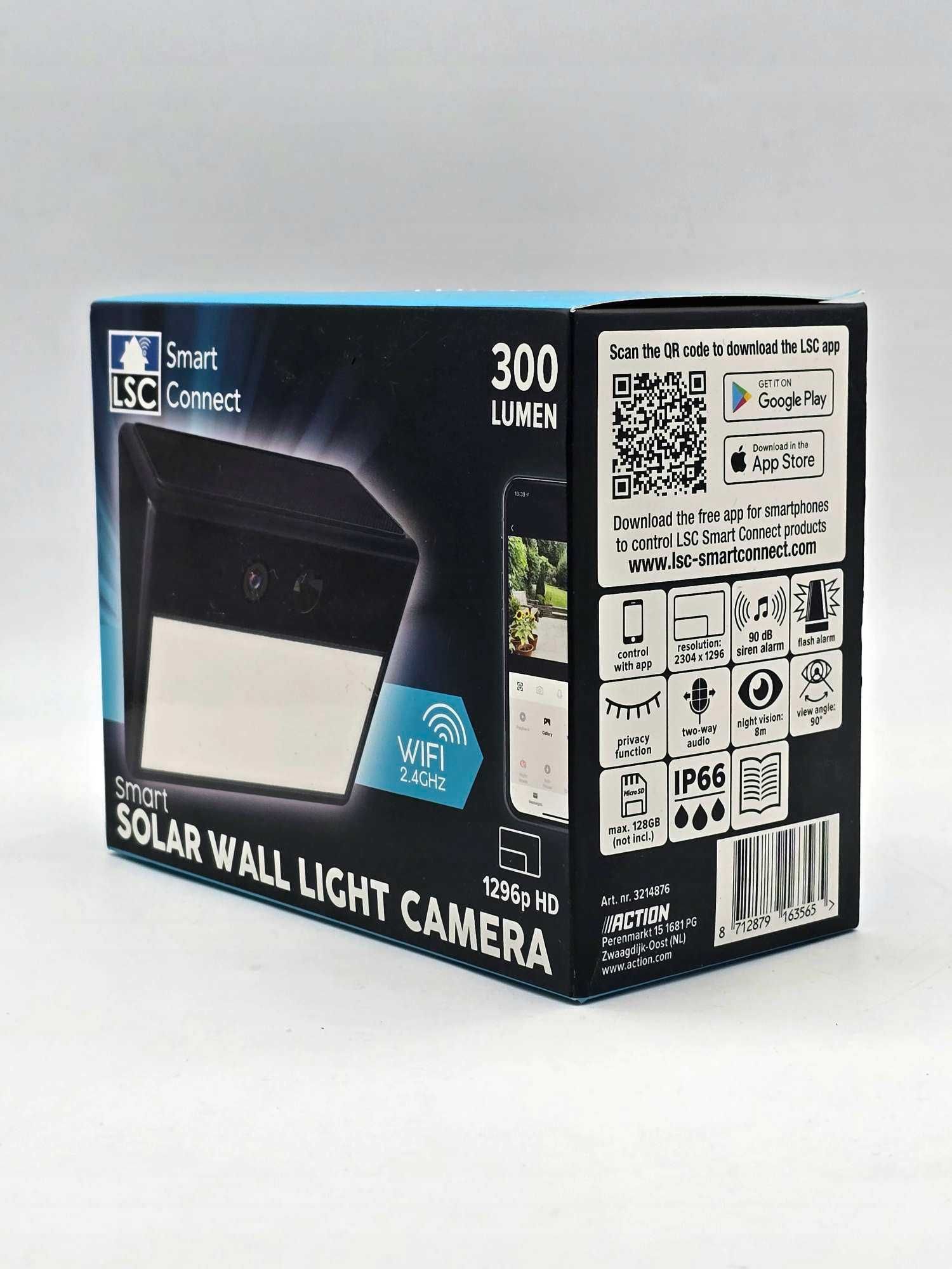 Kamera naścienna z lampą solarną 300 LM 1296p HD