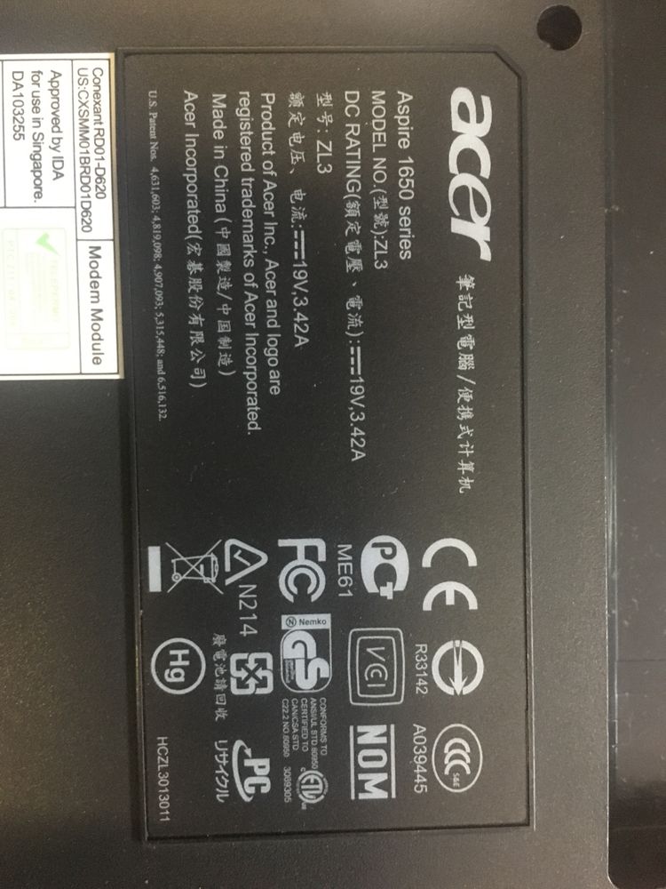 Продам Ноутбук Acer Aspire 1650 по запчастинам