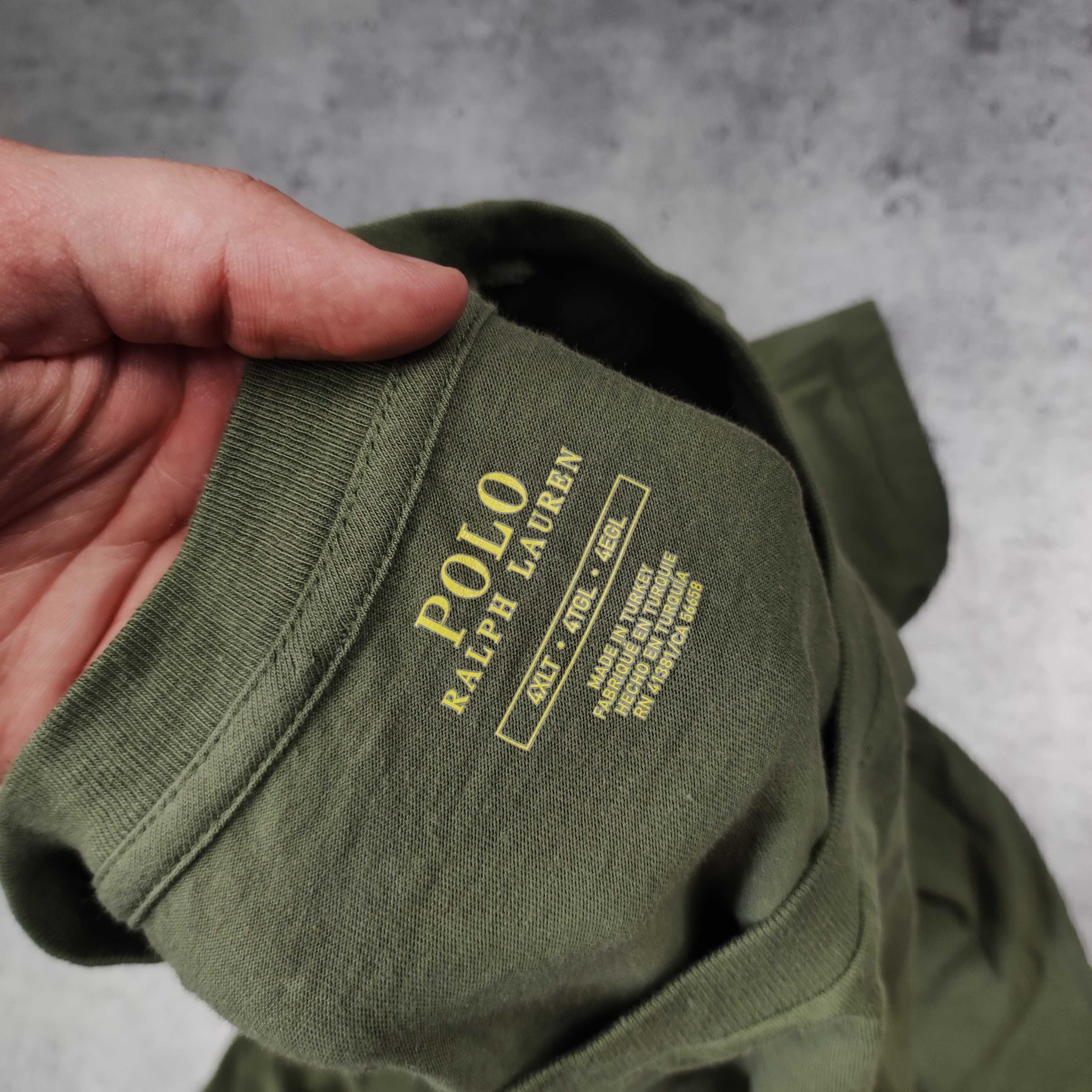 MĘSKA Koszulka PREMIUM DUŻA 4XL Polo Ralph Lauren Khaki Bawełna Haft