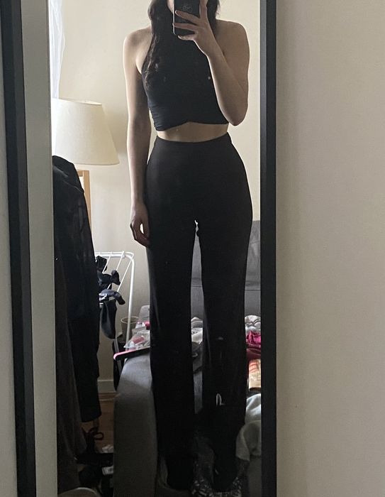 Dzwony szerokie spodnie brązowe brąz na gumce S