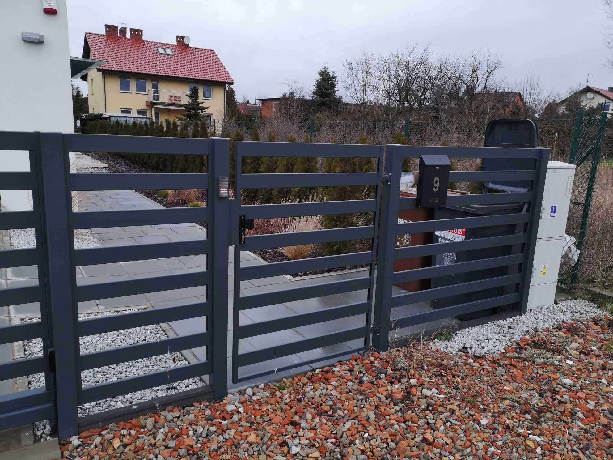 Brama dwuskrzydłowa stalowa aluminiowa kolor antracyt/czarna na wymiar
