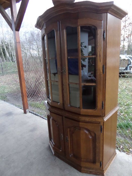 Piękny masywny dębowy kredens witryna FLANDERN stan bdb WYSYŁKA DOWÓZ