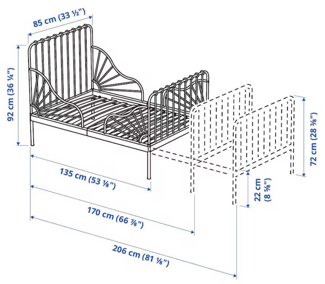 Łóżko IKEA MINNEN rosnące razem z dzieckiem, białe z materacem