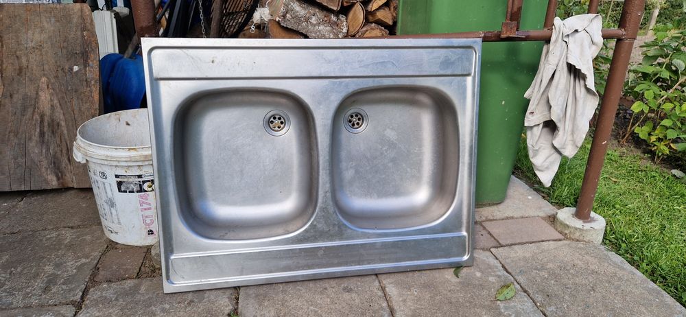 Zlew stalowy/aluminiowy dwukomorowy