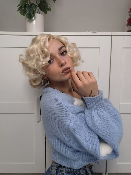 Peruka jasny blond loki Marilyn Monroe cosplay wig premium syntethic h
