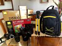 Kit Fotográfico Nikon D5100 + 2 objetivas e todos acessórios como nova