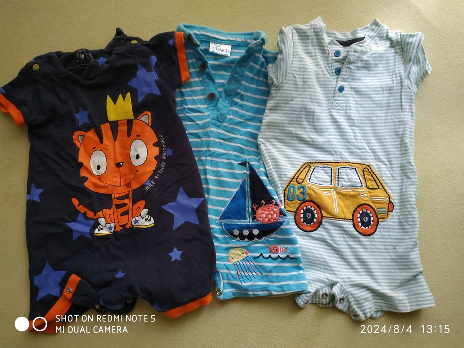 Rampersy 80 dla chlopca body kot samochod statek