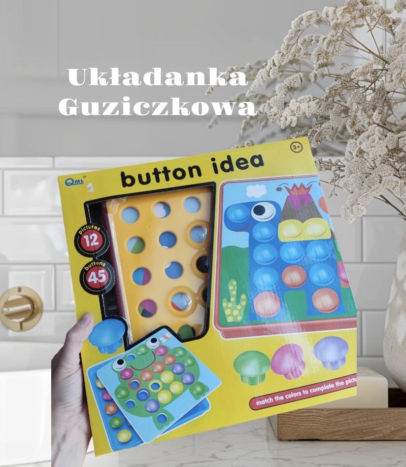 Gra planszowa zręcznościowa układanka guzikowa mozaika dla maluszków