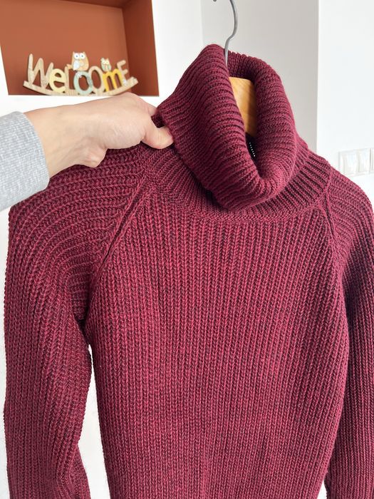 Тепла вʼязана сукня гольф бургунді oversize XS-S-M