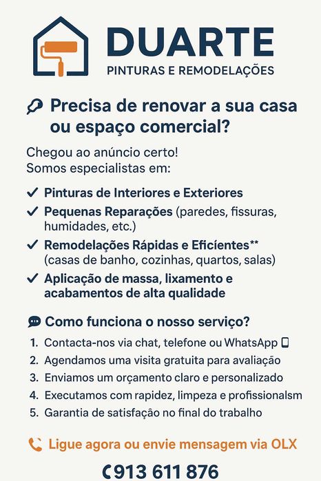 Pinturas Interiores e Exteriores • Reparações e Remodelações