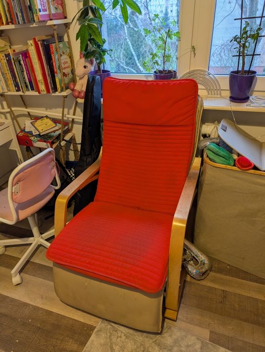 Fotel bujany ekoskóra drewno