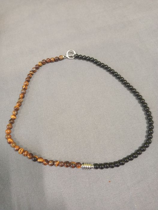 Naszyjnik oko tygrysie z czarnym onyxem