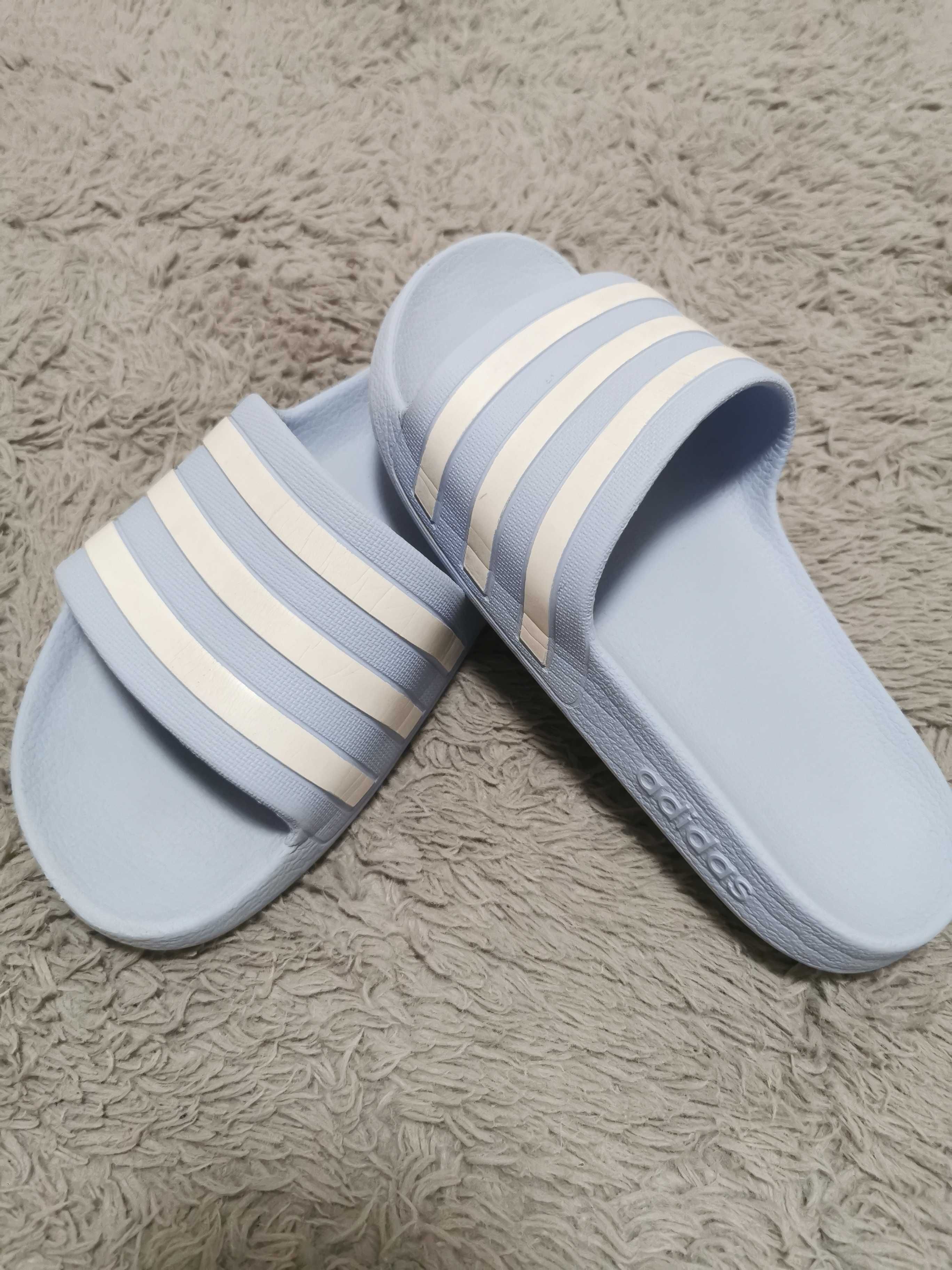 ADIDAS ADILETTE AQUA SHOWER klapki plaża basen niebieskie