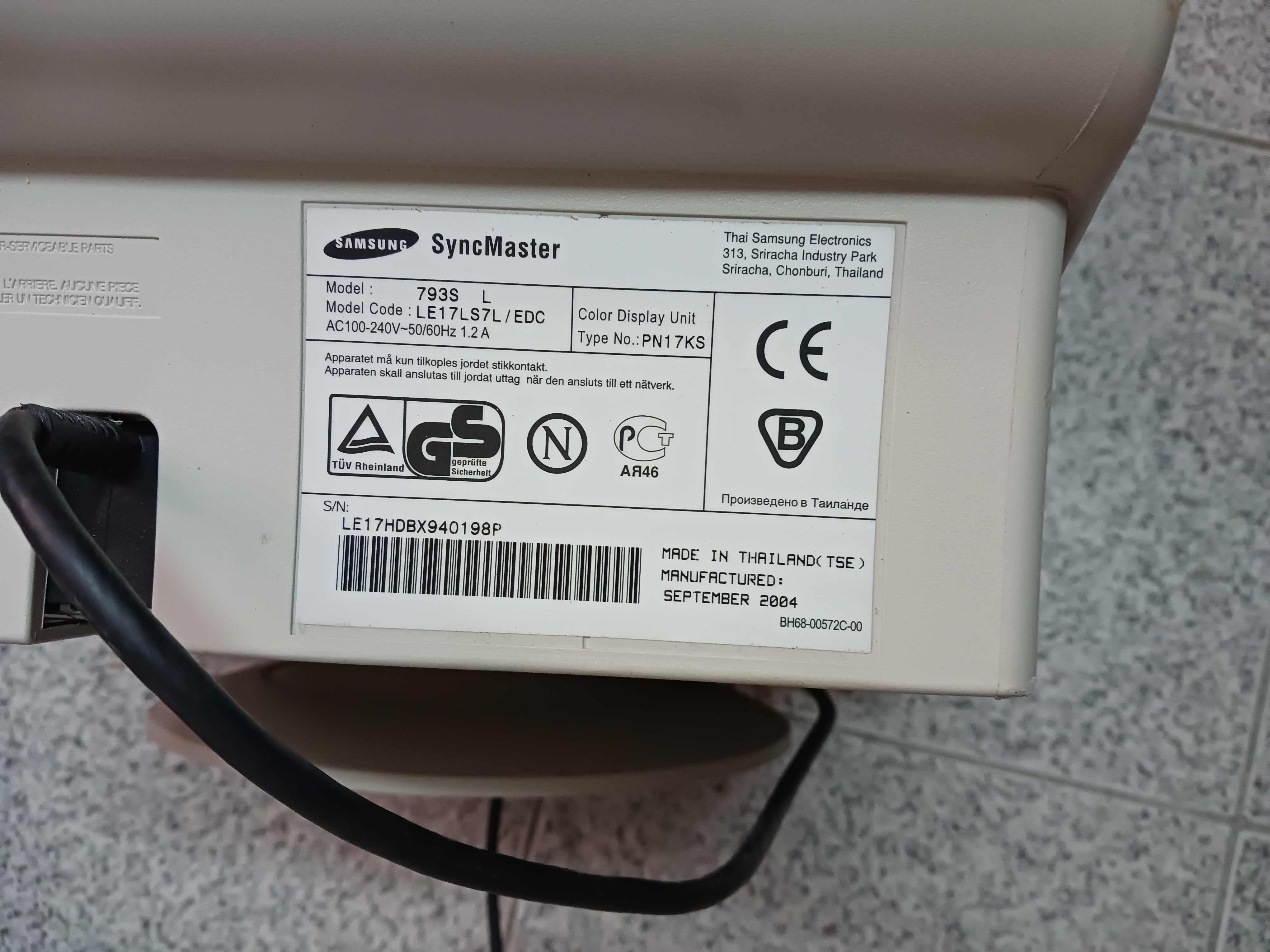 Monitor CRT Samsung Sync Master 793s