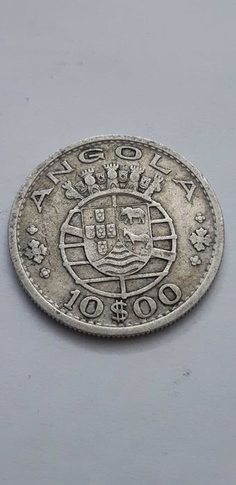 Angola 10 escudo 1955 - srebro - real foto