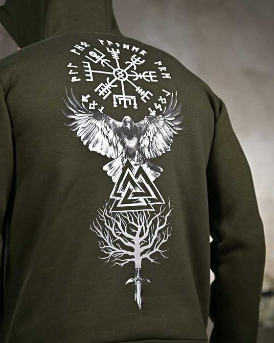 Тактичне худі Voron Валькнут олива — мілітарі стиль, без передоплати