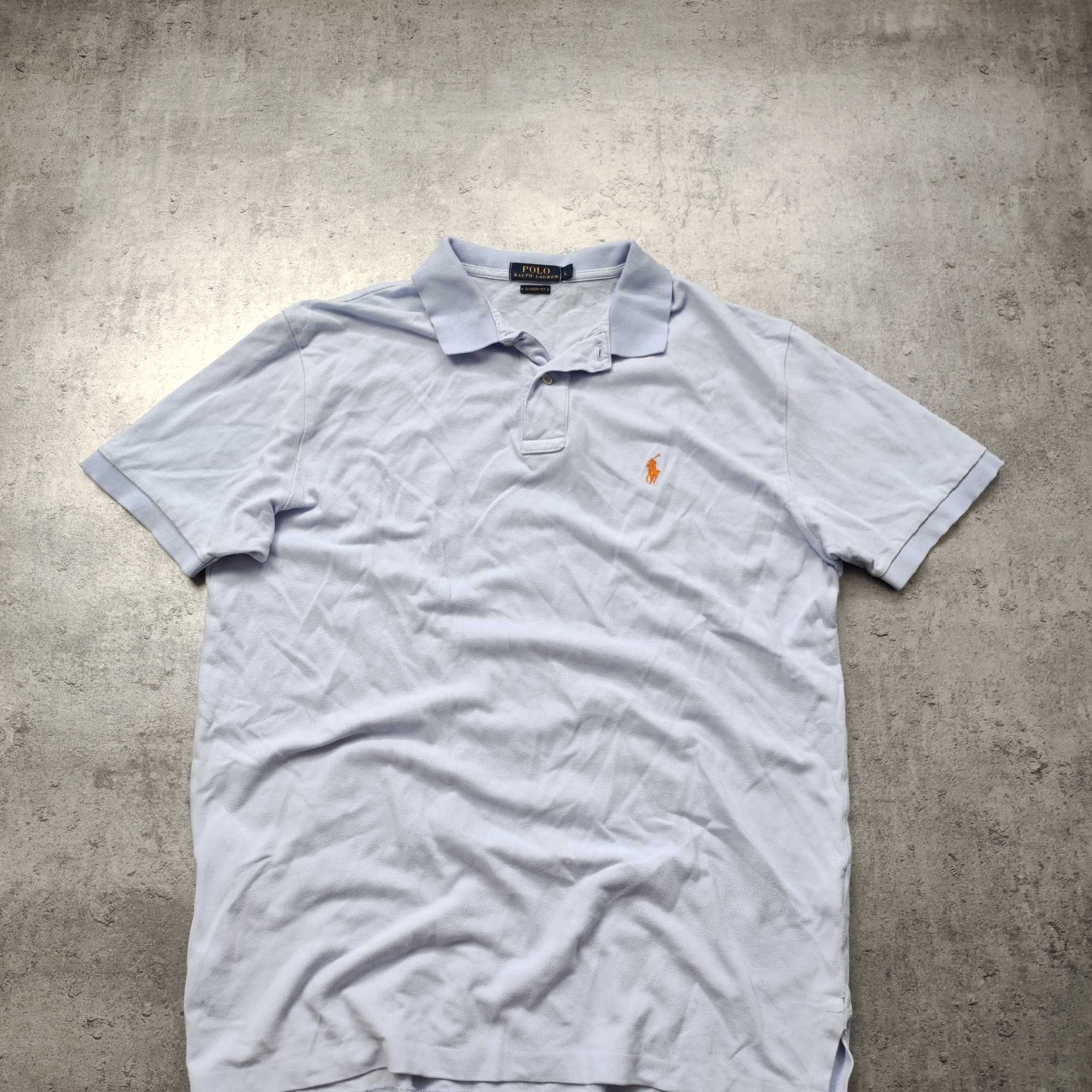 MĘSKA Błękitna PREMIUM Bawełna Koszulka Polo Ralph Lauren Elegancka
