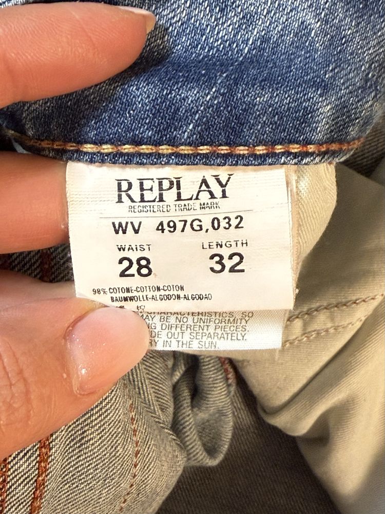 Jeansy Replay Denim z zamkami niski stan biodrówki y2k vintage retro