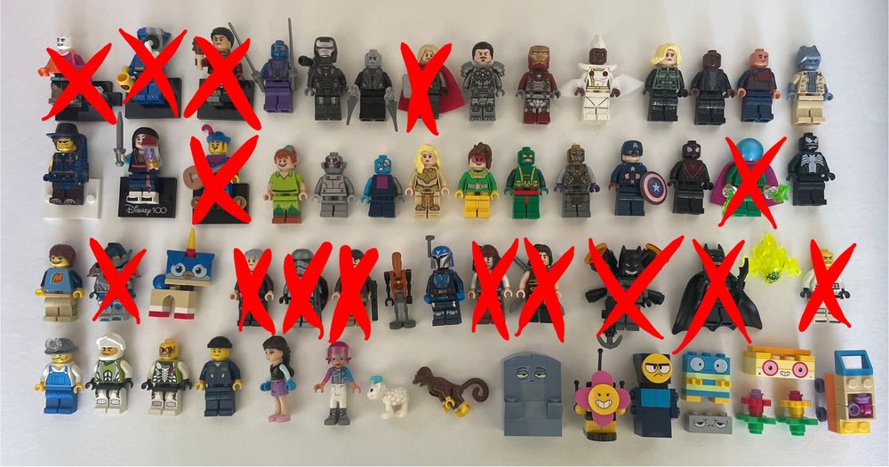 Лего торси, ноги, голови, аксесуари, минифигурки