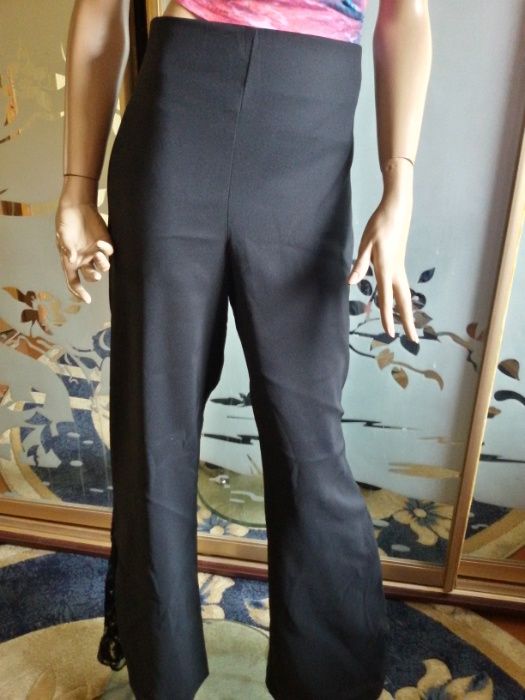 Красивые брюки-трансформер, "for women", черные, гипюр, стрейч, 52 раз