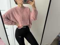 Sweterek ciepły pudrowy róż H&M