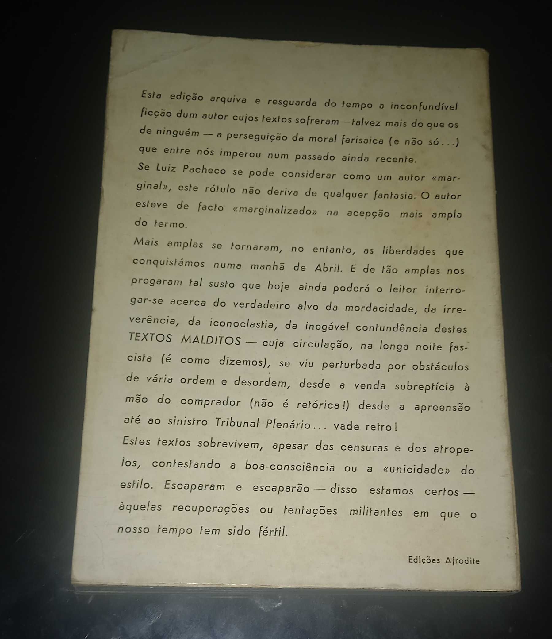 Textos Malditos, de Luiz Pacheco. Mário Cesariny de Vasconcelos.