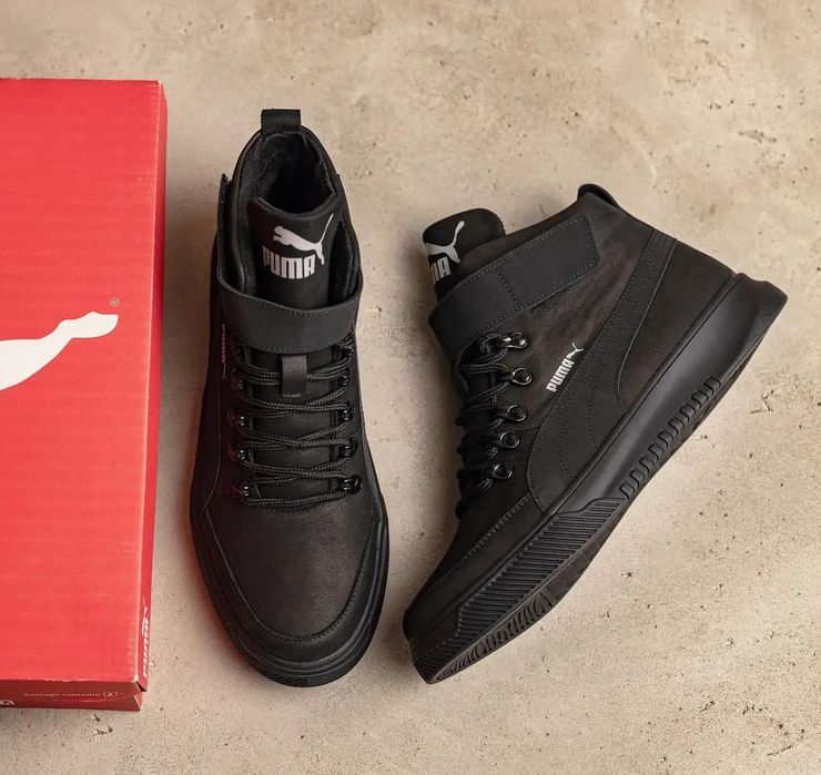 ТОП. Зимние кроссовки на меху мужские Puma, кожаные ботинки на зиму