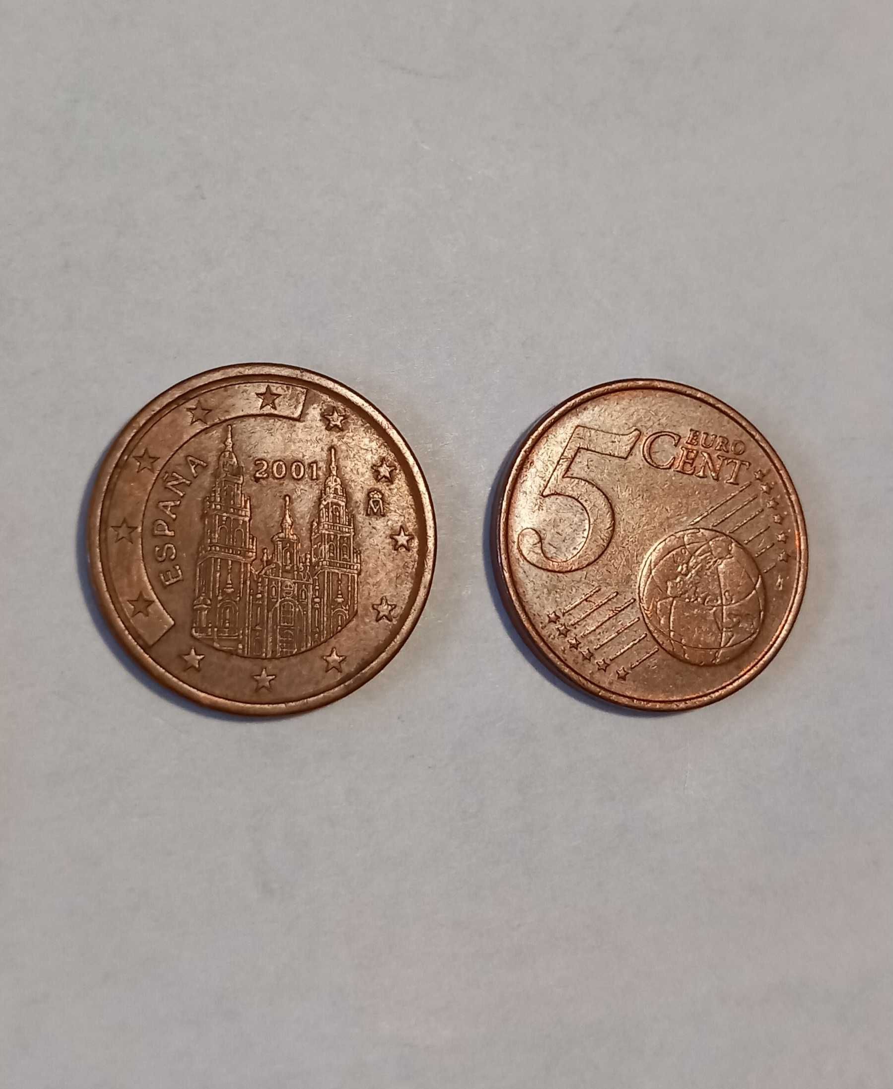 Sprzedam monete 5 euro cent z 2001 roku HISZPANIA.