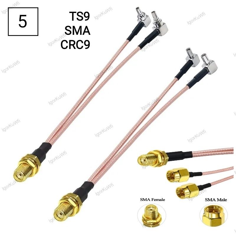Пигтейл-Переходник IPX,MMCX,N,BNC,UHF,F, TS9, CRC9, SMA,QMA.(от10см)