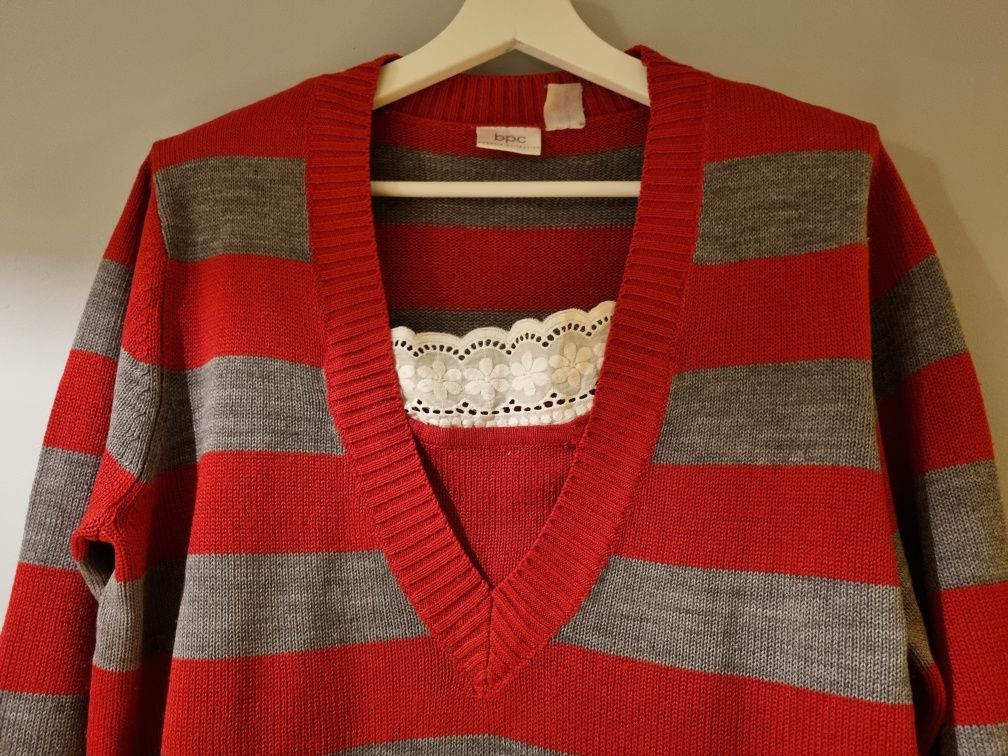 Sweter L 40 Bonprix Collection sweterek w pasy bluzka swetr