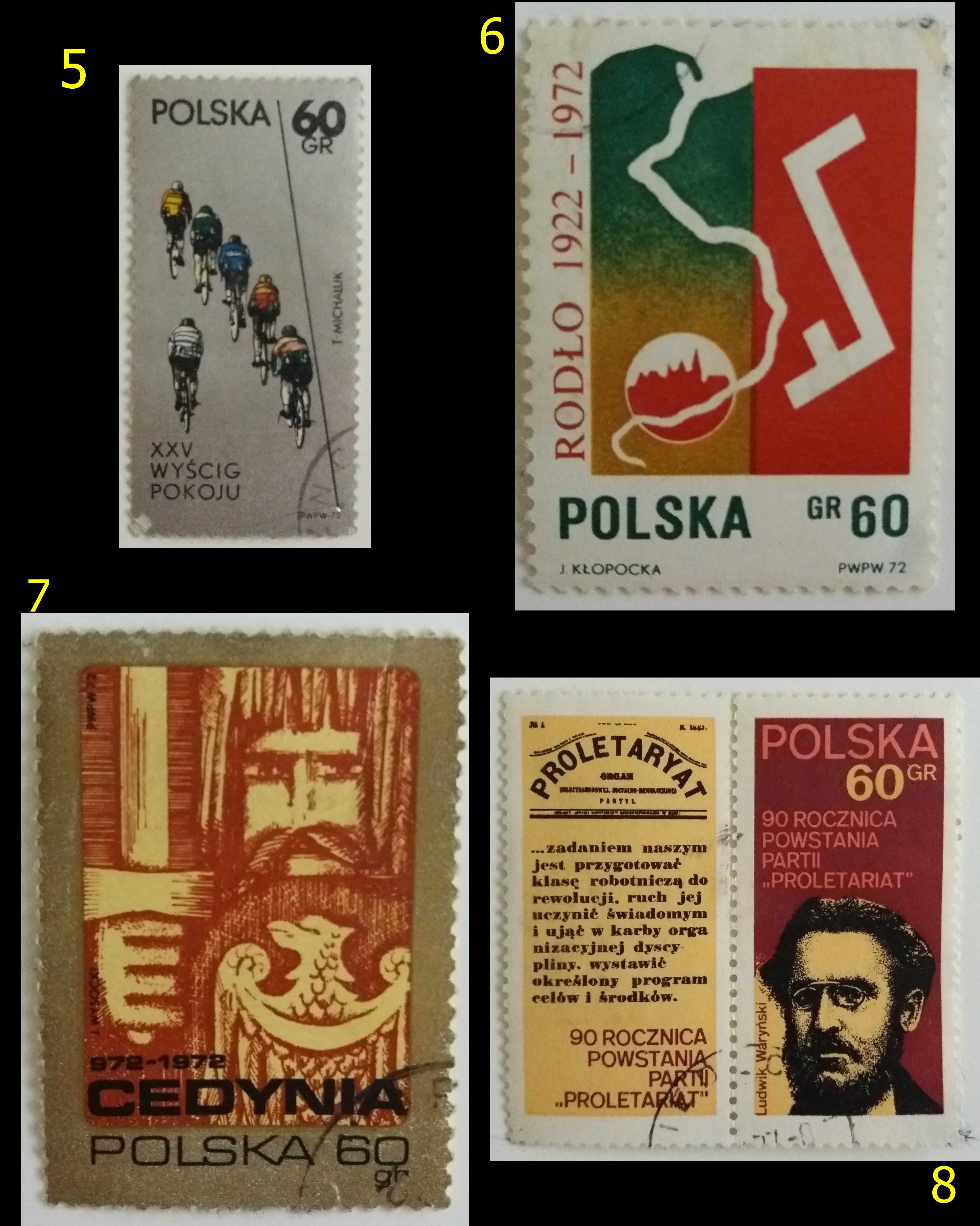 Znaczki pocztowe, Polska 1971-75, 23 sztuki