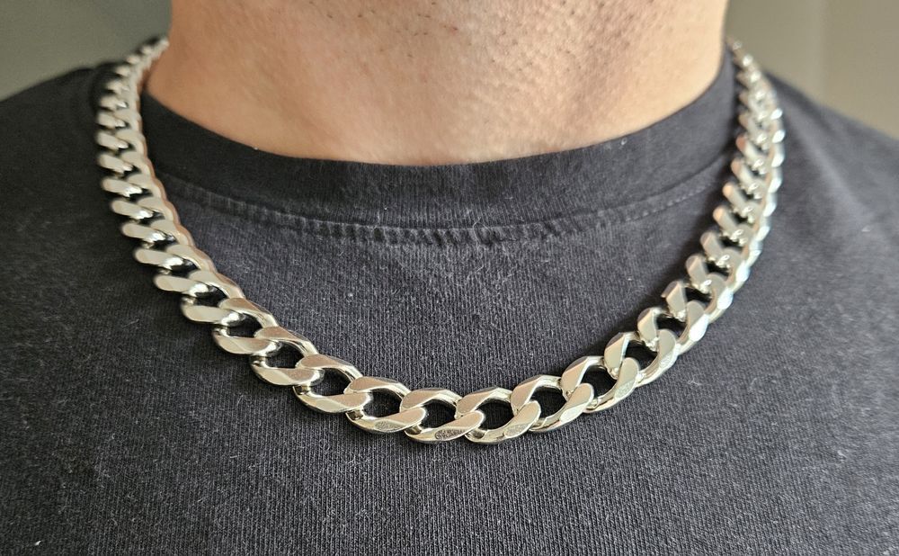 Łańcuszek (srebro) na szyję gruby typu pancernik Italy.