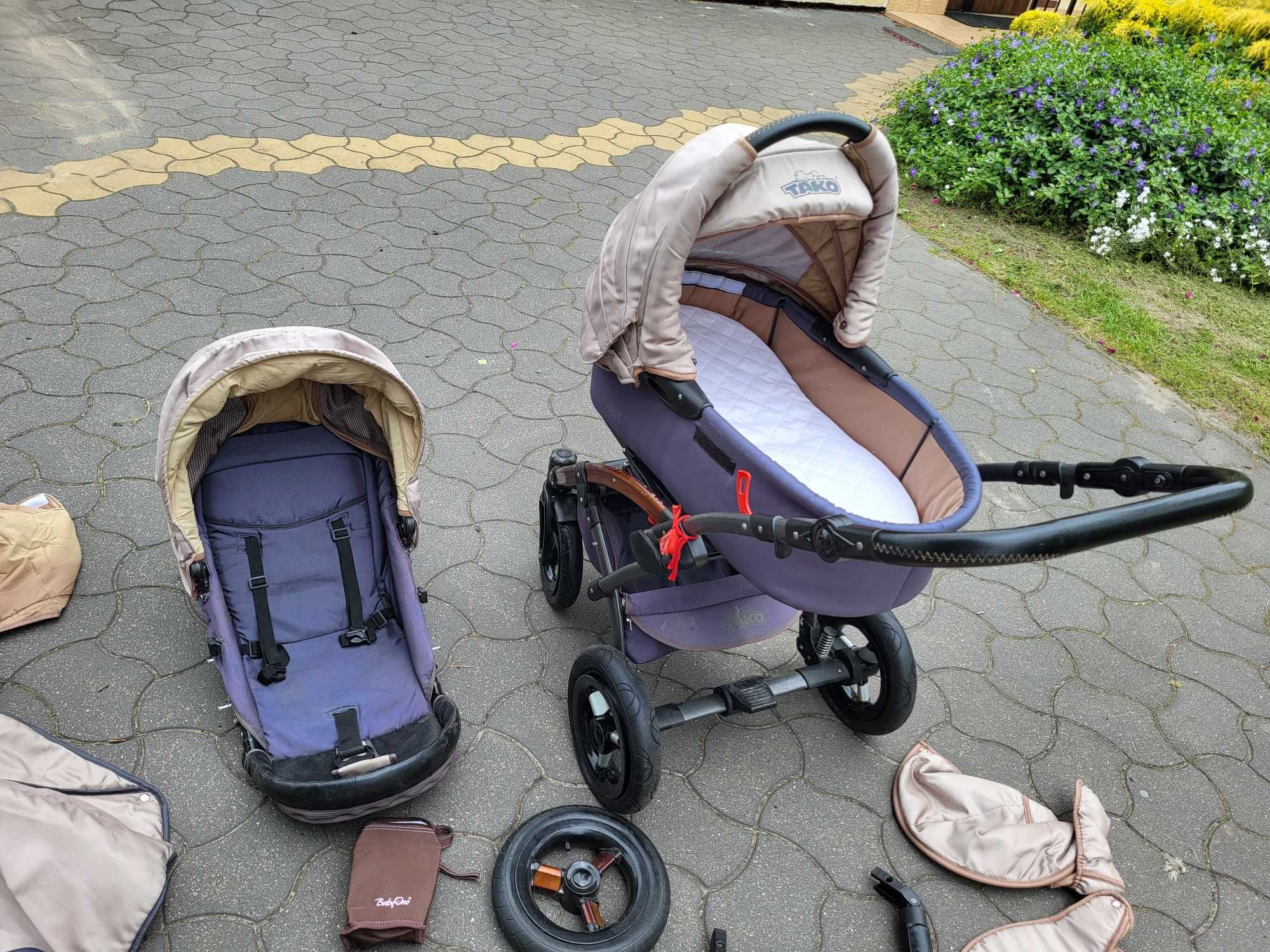 Wózek tako Laret Gray 3w1 gondola spacerówka pokrowce materac poduszki