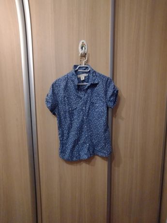 Bluzka koszula L.O.G.G. z krótkim rękawem oddam niebieska H&M