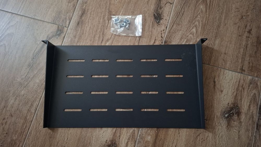 Półka regał do szafy metalowy czarny 19 cali 1U