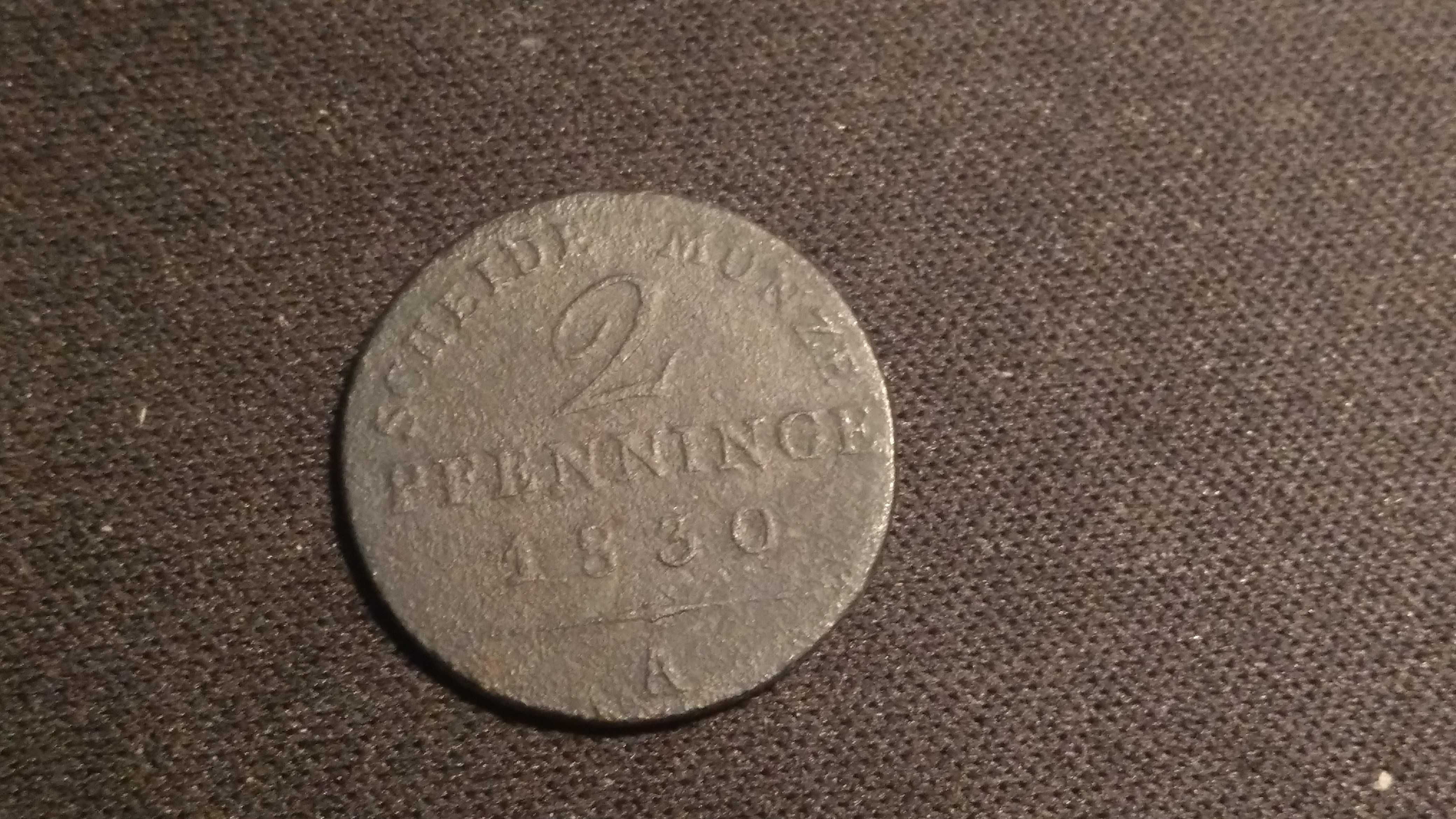 2 Pfennig Pfenninge Fenigi  1830 Prusy