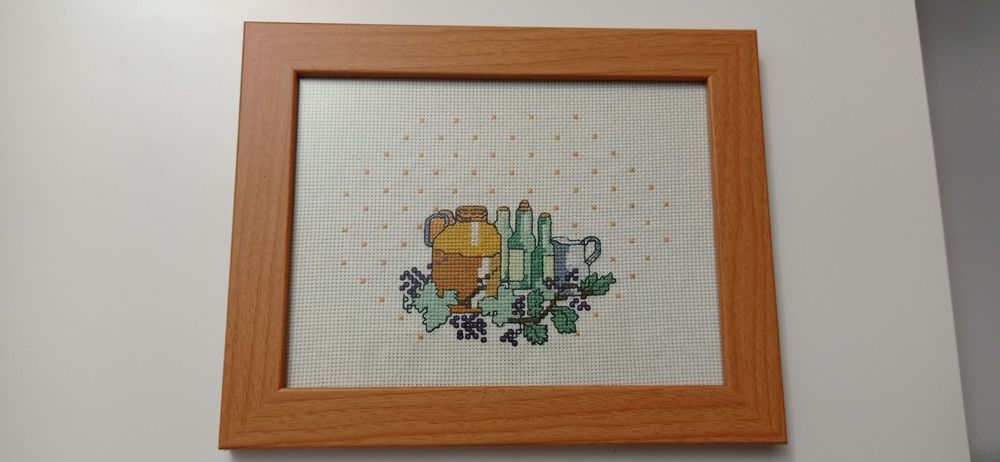 Quadro ponto cruz vidro e moldura novo