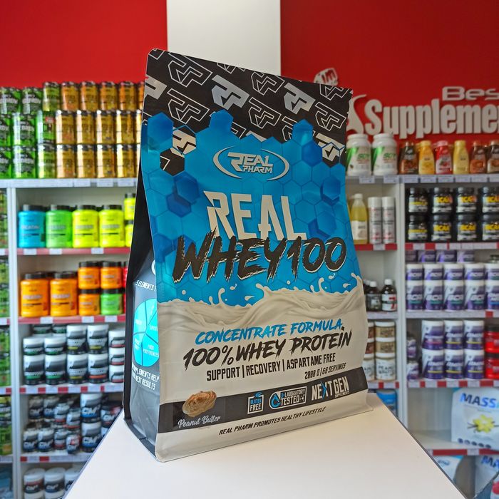 Real Pharm Real Whey 2000g Białko WPC Odżywka Białkowa masło orzechowe