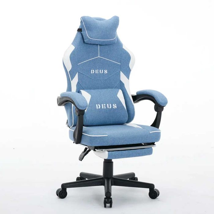 Комп’ютерне крісло із тканини з підніжкою і 2 подушками до 130кг EDGE