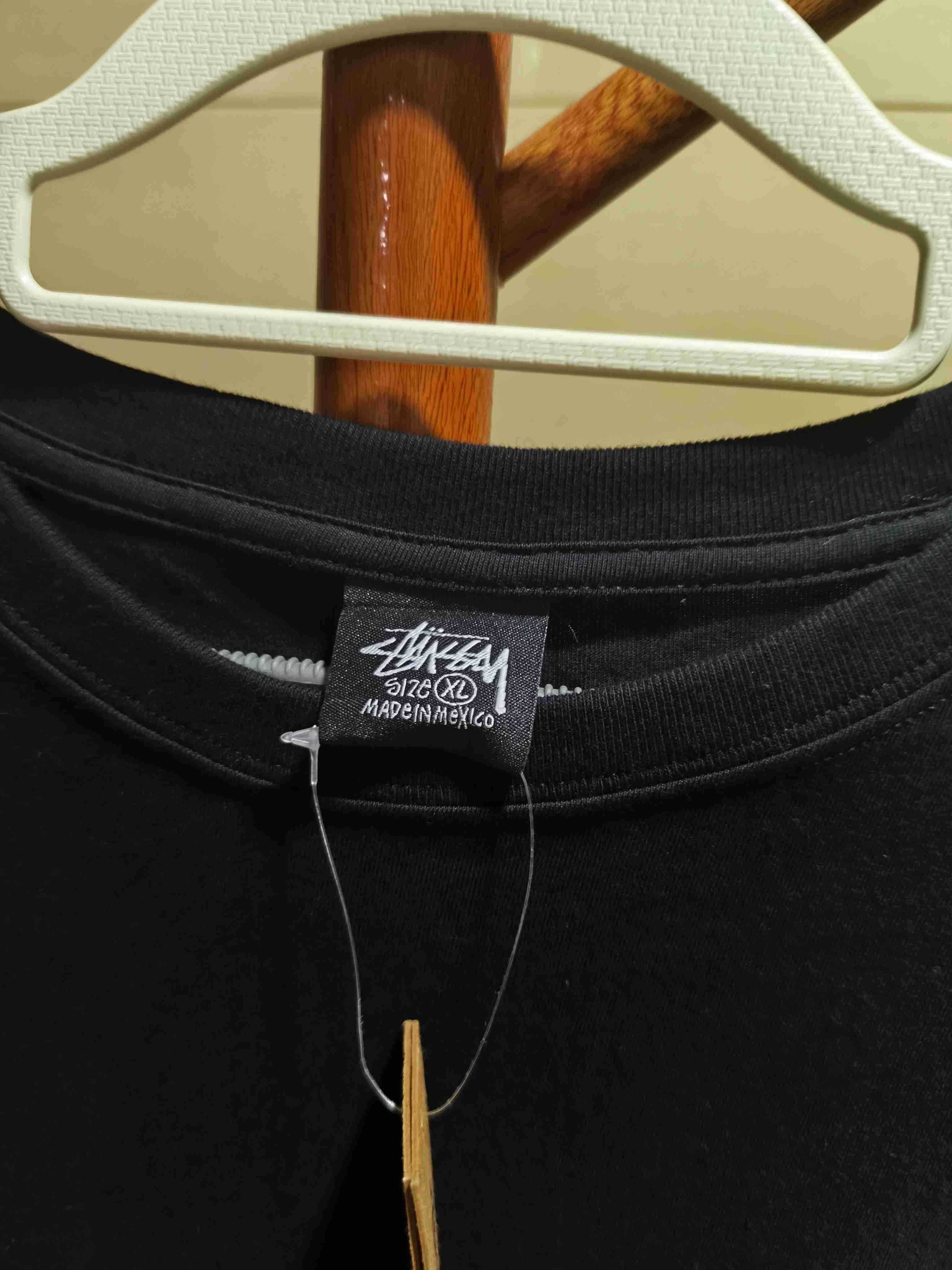 Stussy Męska Letnia Czarna Luźna Koszulka z Nadrukiem XL