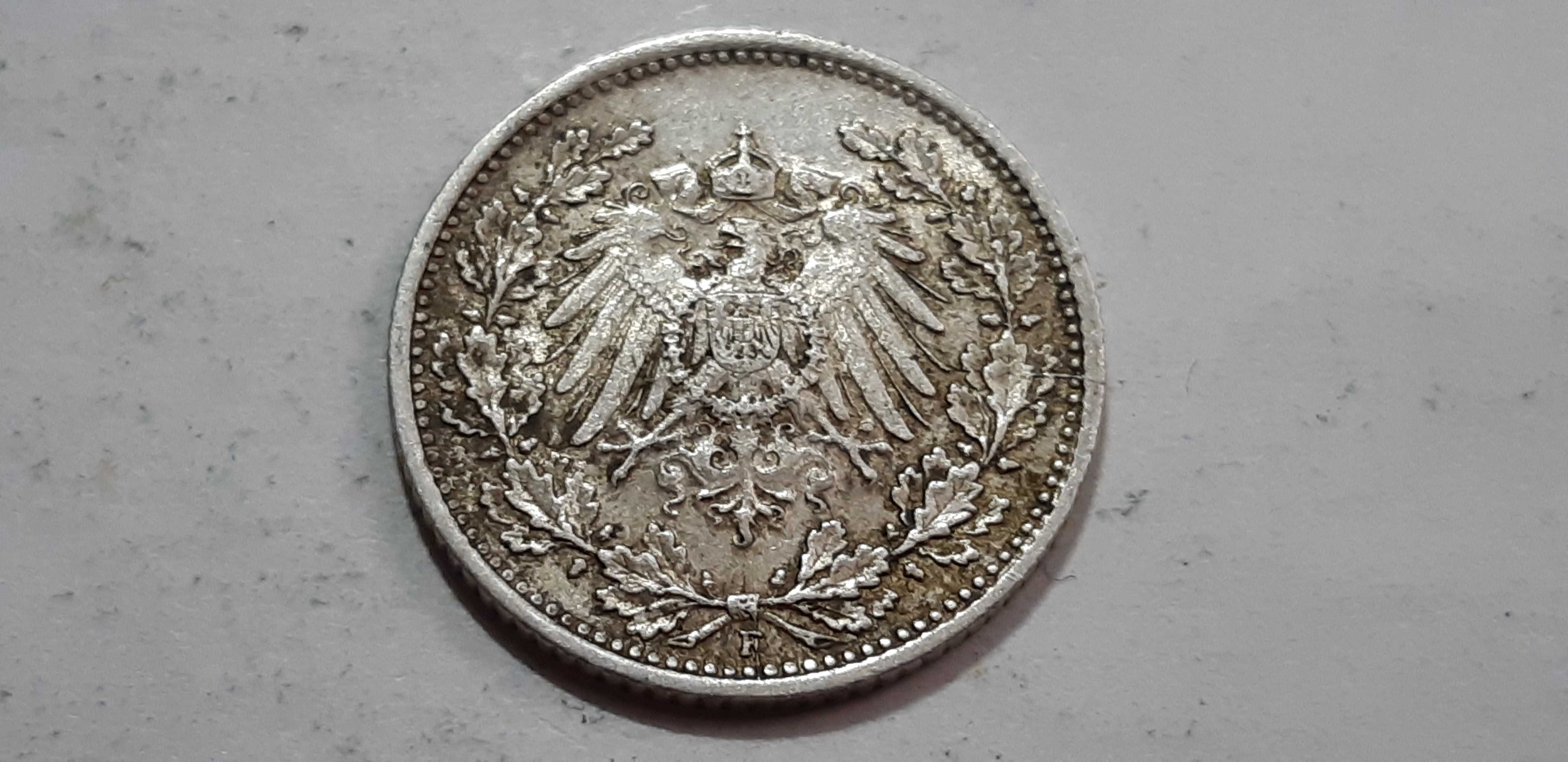 Niemcy Cesarstwo Niemieckie 1915 -1/2 marki mennica F