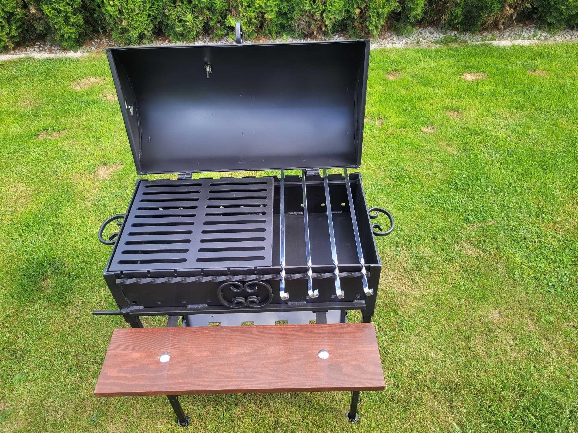 Grill węglowy DUŻY SOLIDNY stal 4mm Palenisko 32x60cm ŚLĄSK