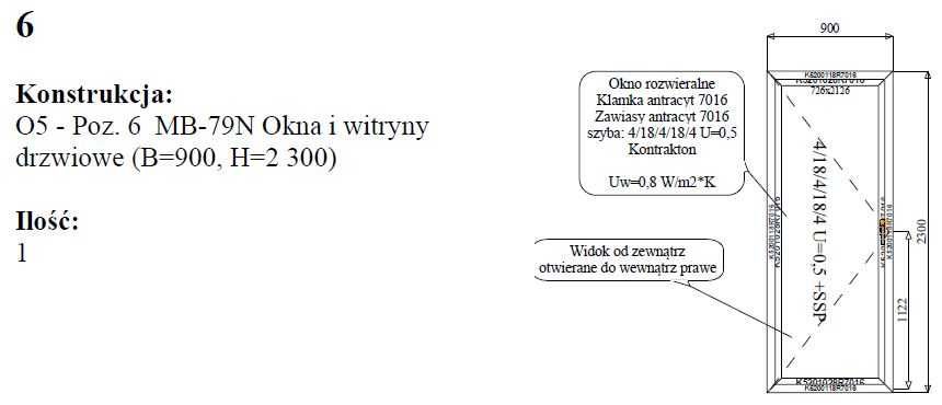 okno/ drzwi tarasowe 90x230cm aluminium