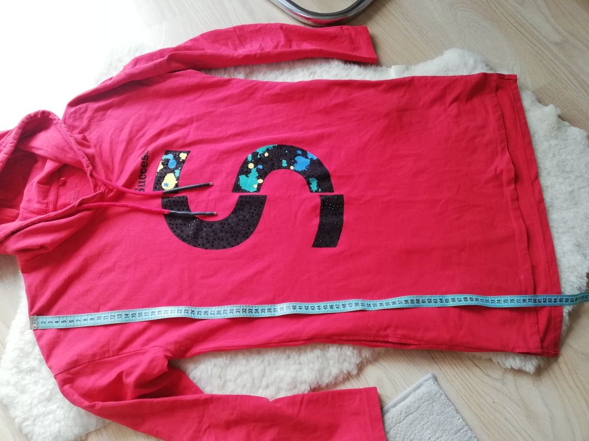 Czerwona bluza sukienka z kapturem Young Ladies r. M