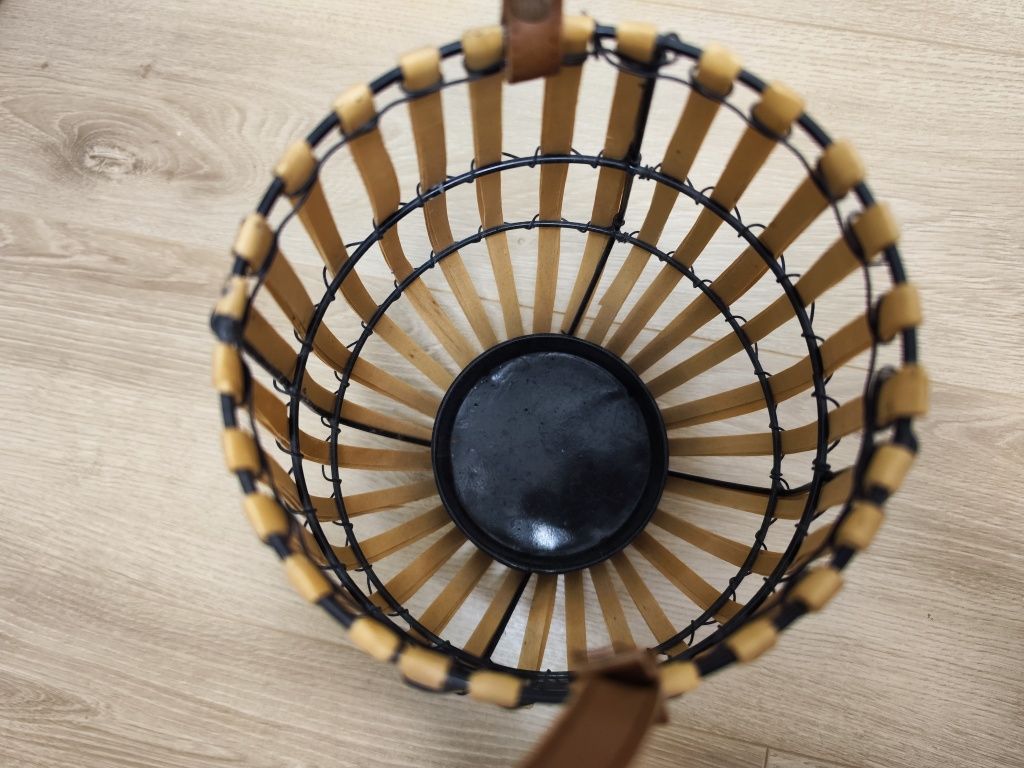 Lampion Boho latarenka świecznik drewno bambus balkon taras
