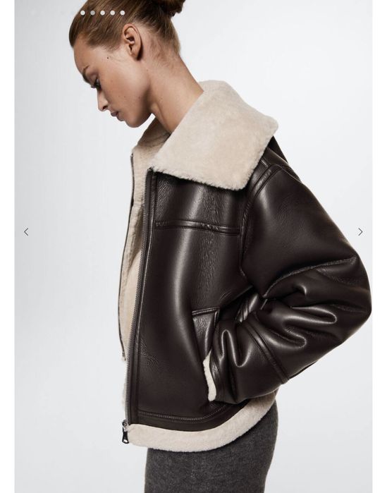 Дублянка Mango із штучного хутра та шкіри  ХХL