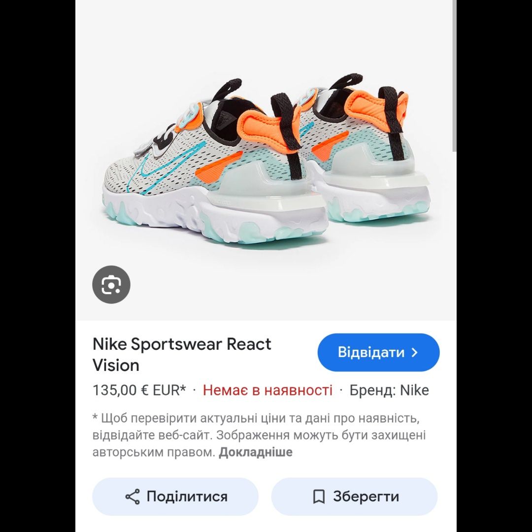 Nike react vision для школярів.