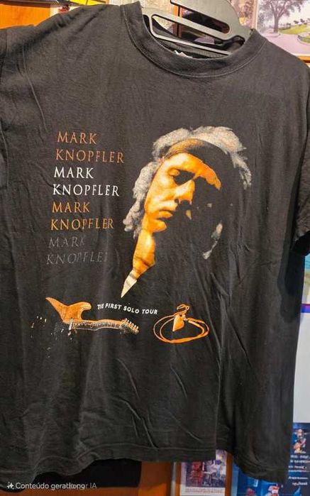 T-shirt Mark Knopfler 1996 – Primeira Tour Solo, Vintage Rara