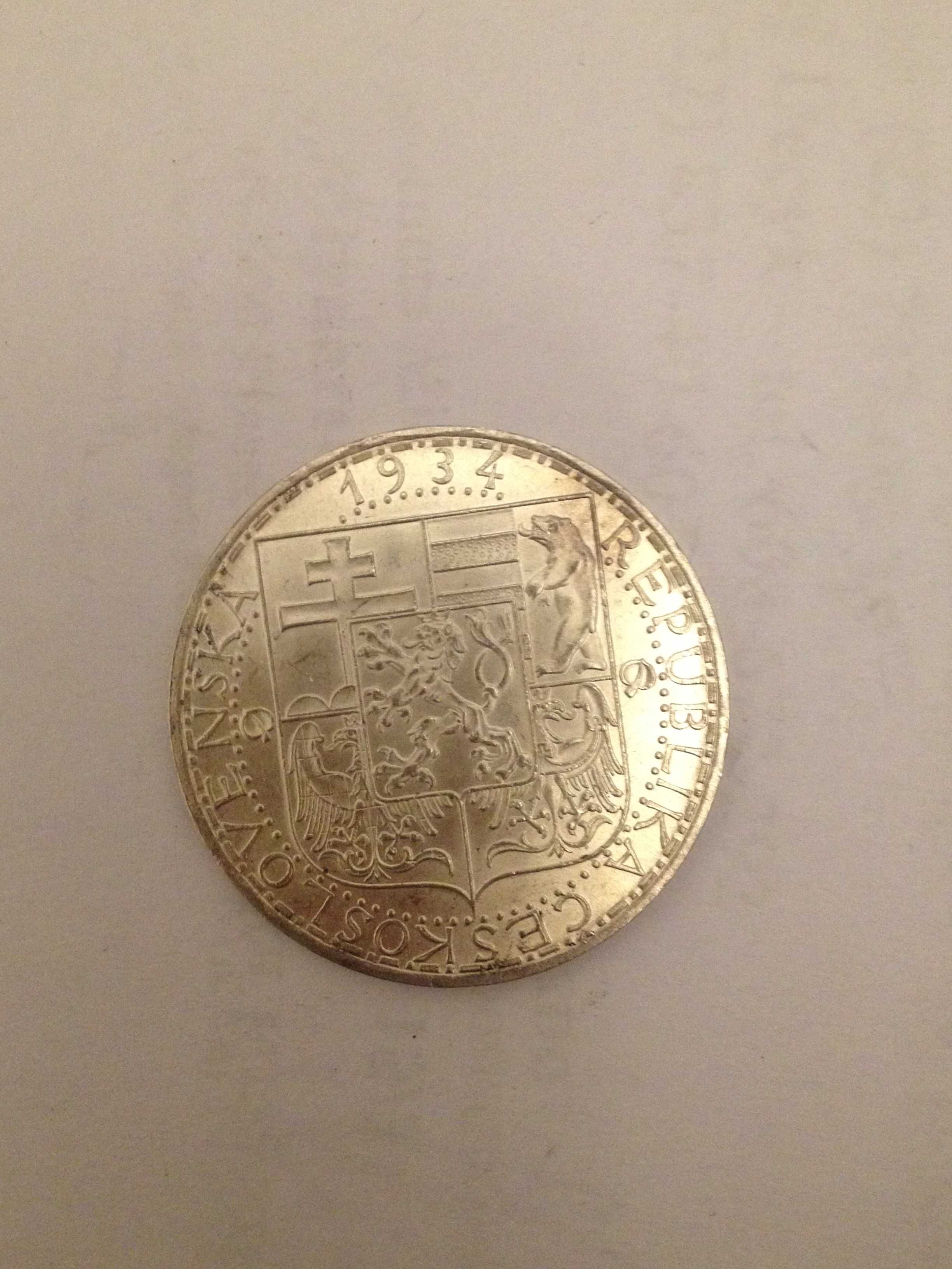 moneta srebro 20 koron 1934 r Czechosłowacja